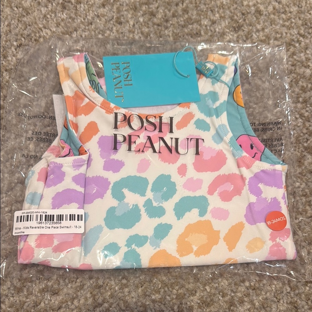 Posh Peanut Mina / Tyler Reversible Kids One Piece Swimsuit 18-24 M